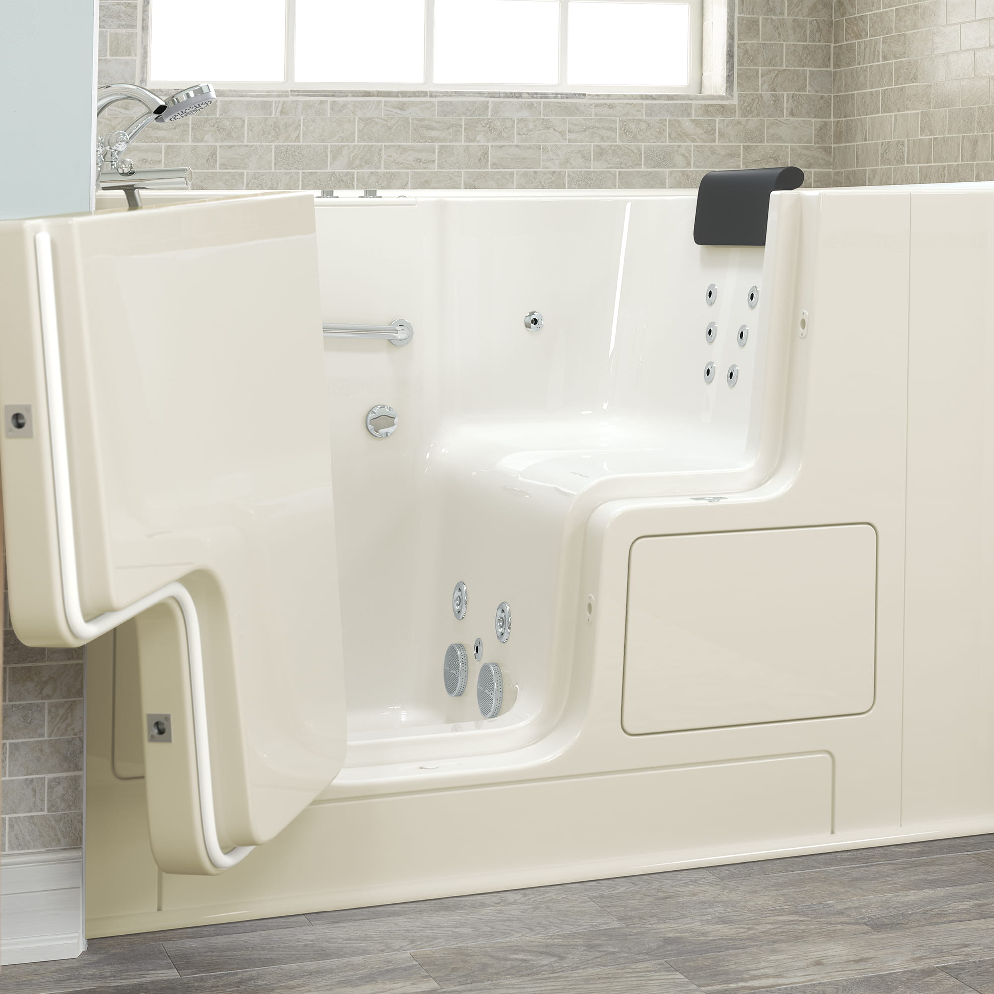 Gelcoat Premium Series 32 x 52 -Inch Walk-in Tub With Whirlpool System - Left-Hand Drain With Faucet